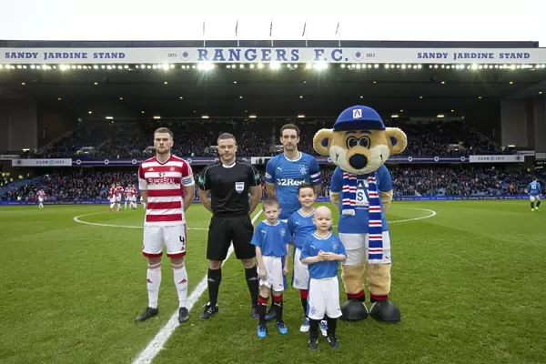 Rangers Captain Lee Wallace and Mascots Celebrate Scottish Cup Quarter Final Win at Ibrox Stadium