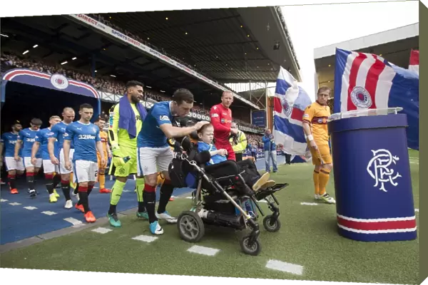 Rangers Captain Lee Wallace: A Heartwarming Moment with Ibrox Stadium Mascots during Rangers vs Motherwell Match