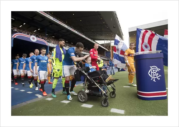 Rangers Captain Lee Wallace: A Heartwarming Moment with Ibrox Stadium Mascots during Rangers vs Motherwell Match