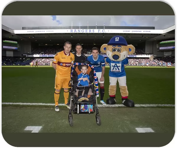 Rangers Captains and Motherwell Captain with Mascot before Ibrox Showdown