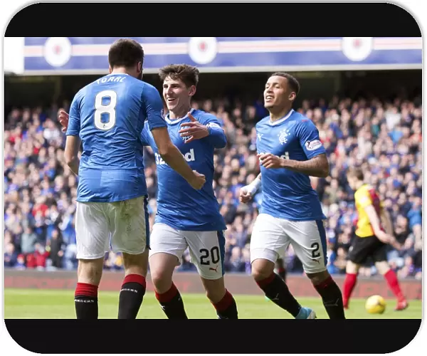 Rangers Football Club: Toral and Hyndman's Jubilant Moment after Victory over Partick Thistle at Ibrox Stadium