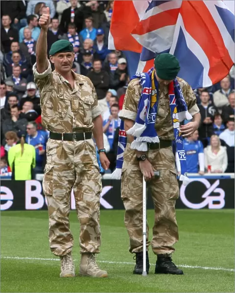 Rangers FC Honors 45 Commando Royal Marines at Half Time: 2-0 Lead Over Heart (Clydesdale Bank Premier League)