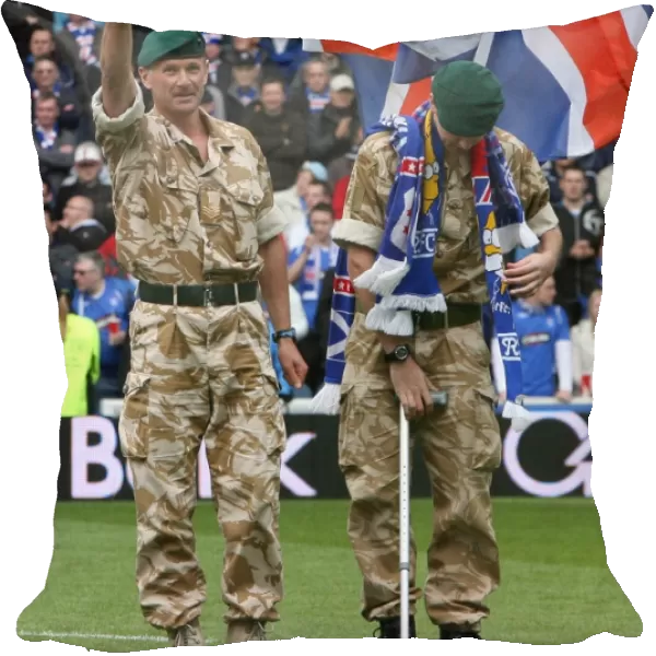 Rangers FC Honors 45 Commando Royal Marines at Half Time: 2-0 Lead Over Heart (Clydesdale Bank Premier League)