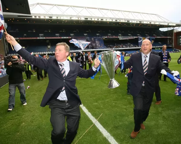 Rangers Football Club: Ally McCoist and Kenny McDowall Triumph with Championship Trophy Parade at Ibrox (2008-09)