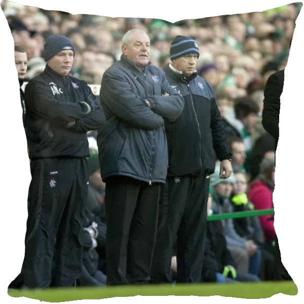 Rangers Coaches McCoist, Smith, and McDowall Watching Celtic vs Rangers Clydesdale Bank Premier League Match (1-1)