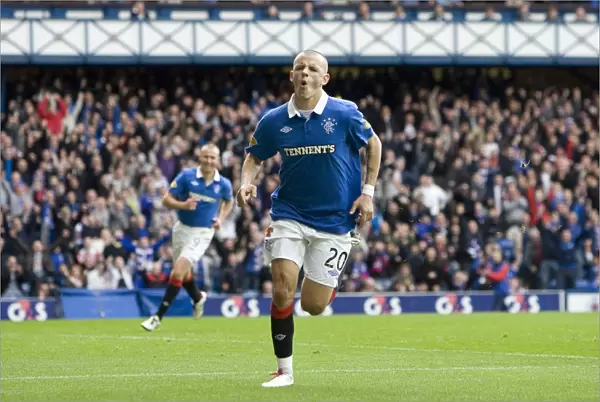 Rangers Vladimir Weiss: A Celebratory Moment as He Scores His Fourth Goal Against Motherwell at Ibrox (4-1)