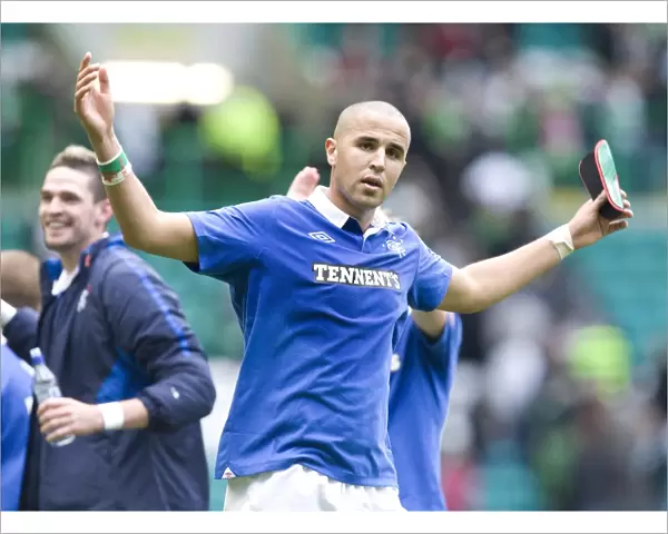 Rangers Glory: Madjid Bougherra's Triumphant Celebration in Celtic Park after 1-3 Victory (Clydesdale Bank Scottish Premier League)