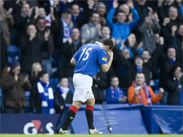 Rangers David Healy Celebrates Six-Goal Blitz Against Motherwell in Clydesdale Bank Scottish Premier League