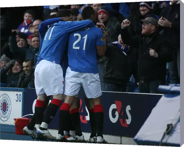 Rangers Triumphant Reaction to Kilmarnock's Own Goal: Weiss, Bartley, Papac, and Lafferty Celebrate (2-1)