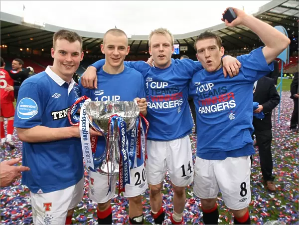 Rangers FC: 2011 Co-operative Insurance Cup Champions - Triumphant Celebration with Wylde, Weiss, Naismith, and Davis