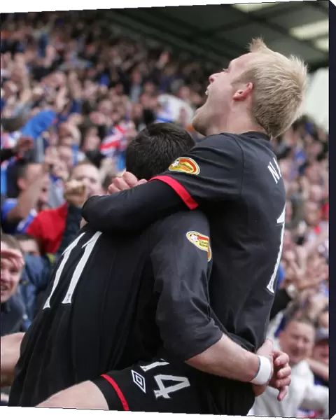 Rangers Double Trouble: Kyle Lafferty and Stevie Naismith Celebrate Their Brace in SPL Champions 2010-11 (Kilmarnock vs Rangers)