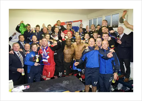 Rangers Football Club: Champions Triumph in Rugby Park Dressing Room (Kilmarnock vs Rangers, 2010-11 Clydesdale Bank Scottish Premier League)