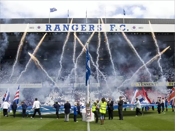 SPL Victory at Ibrox: Craig Whyte Celebrates with Flag and Fireworks (Rangers 1-1 Hearts)