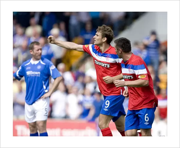 Rangers Nikica Jelavic Scores the Second Goal: St Johnstone vs Rangers, Clydesdale Bank Scottish Premier League (2-0)