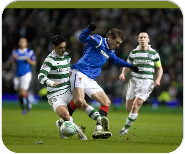 Rangers Jelavic Tackled by Kayal: Celtic vs Rangers, Scottish Premier League (1-0)