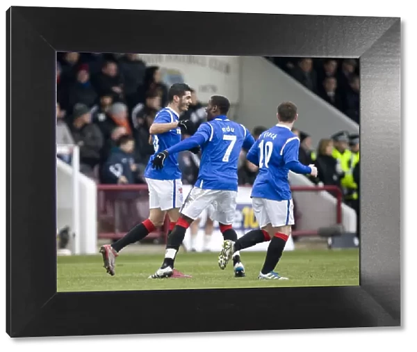 Rangers Salim Kerkar and Maurice Edu in Triumph: 4-0 Scottish Cup Goal Celebration vs Arbroath