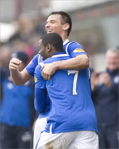 Rangers Lee McCulloch and Maurice Edu: Celebrating a 4-1 Goal Over Dunfermline