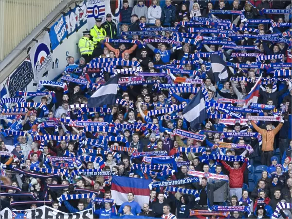 Unwavering Rangers Fans: Ibrox Stadium's Sea of Flags Amidst 0-1 Deficit vs Kilmarnock (Scottish Premier League)