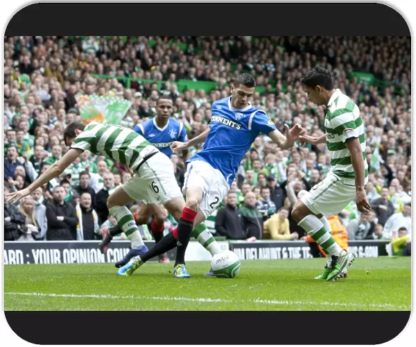 Celtic's Joe Ledley vs Rangers Salim Kerkar: Intense Moment in Celtic Park (3-0)