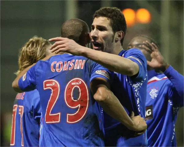 Rangers: Daniel Cousin and Carlos Cuellar Celebrate Winning Goals Against Gretna in Clydesdale Premier League (1-2)