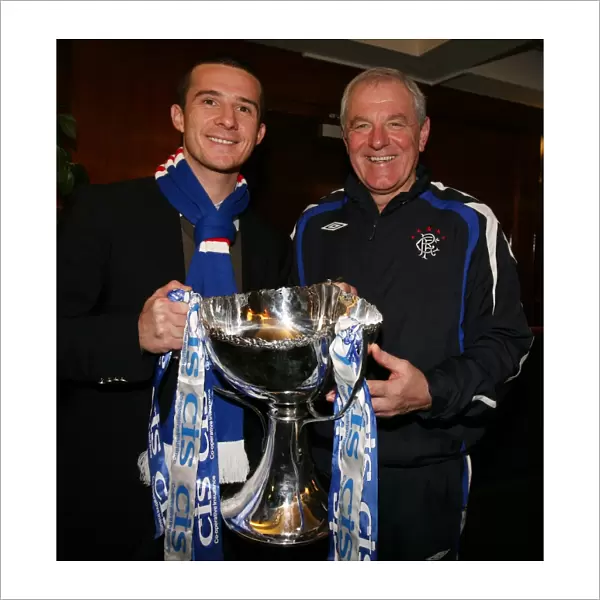 Rangers Football Club: Barry Ferguson and Walter Smith Celebrate 2008 CIS League Cup Victory at Ibrox