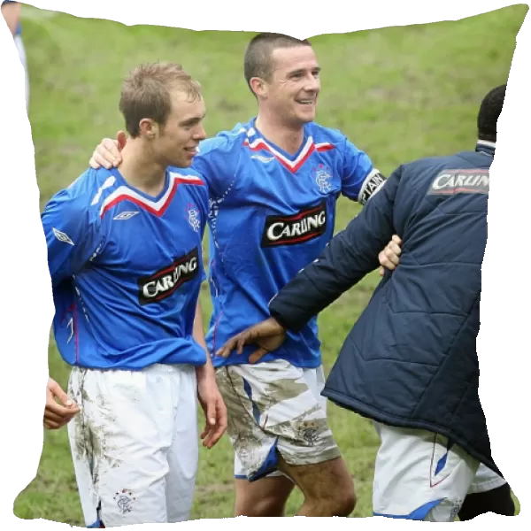 Rangers: Celebrating a Hard-Fought 1-0 Victory Over Celtic (Steven Whittaker, Barry Ferguson, Jean Claude Darcheville, and Charlie Adam)