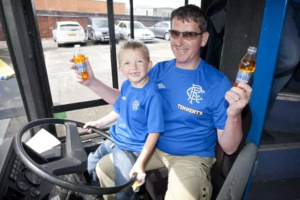 Rangers Triumph: Matthew Spiers and Matthew Jnr Celebrate on the Irn Bru Bus after 5-1 Win against East Stirlingshire