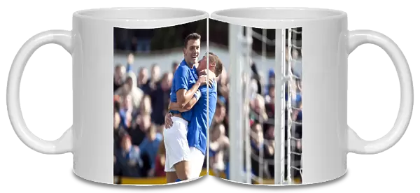 Rangers Kal Naismith Rejoices in His Goal Against Forres Mechanics in Scottish Cup Second Round (9-0)