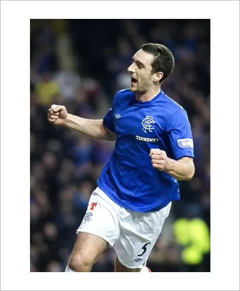 Rangers Lee Wallace's Triumphant Goal Celebration: Rangers 3-0 Clyde in Scottish Third Division at Ibrox Stadium