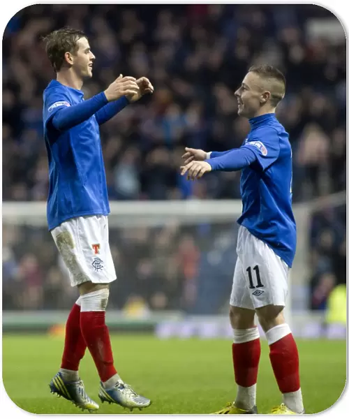 Rangers Triumph: David Templeton and Barrie McKay's Goal Celebration in 3-0 Victory over Clyde at Ibrox Stadium