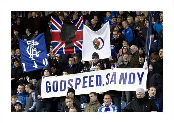 Rangers Fans United: A Sea of Scarves in Tribute to Sandy Jardine at Ibrox Stadium