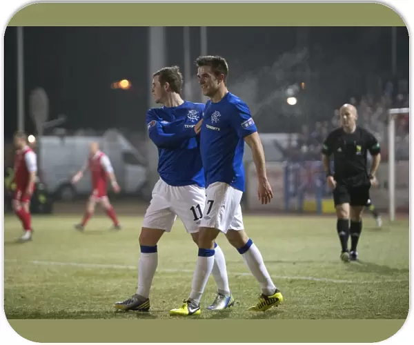 Rangers Andy Little and David Templeton: Dramatic Equalizer Celebration at Stirling Albion's Forthbank Stadium