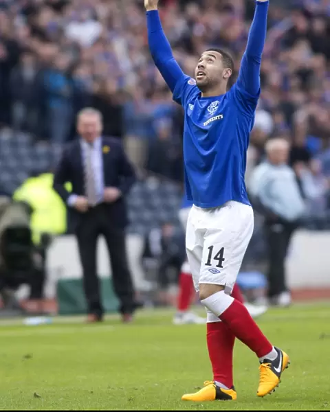 Rangers Kane Hemmings: Jubilant Moment as He Scores a Goal Against Queens Park in Scottish Third Division at Hampden Stadium (1-4)