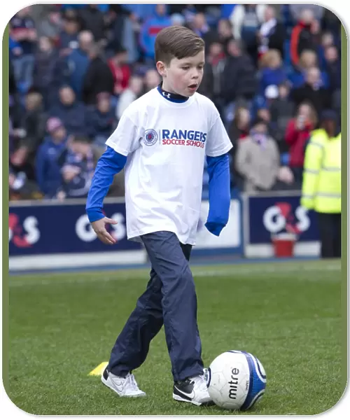 Rangers Soccer School Kids Delight Ibrox Fans with Half Time Entertainment: Rangers vs. Peterhead, Scottish Third Division