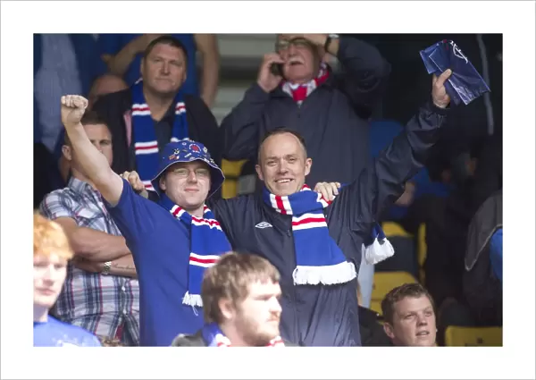 Rangers Triumphant 4-0 Conquest Over Albion Rovers: Jubilant Fans at Almondvale Stadium