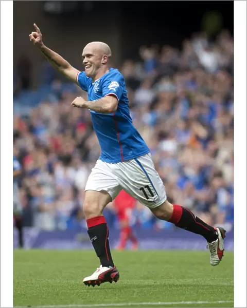 Rangers Nicky Law: Exulting in a 4-1 Victory Over Brechin City at Ibrox Stadium (SPFL League 1)