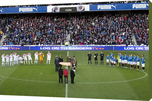 Rangers Football Club: Honoring the Past - A Moment of Silence at Ibrox Stadium for Remembrance Day (2003 Scottish Cup Winning Team)