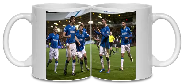 Rangers: Clark and Daly Celebrate Goal Against Dunfermline in Scottish League One
