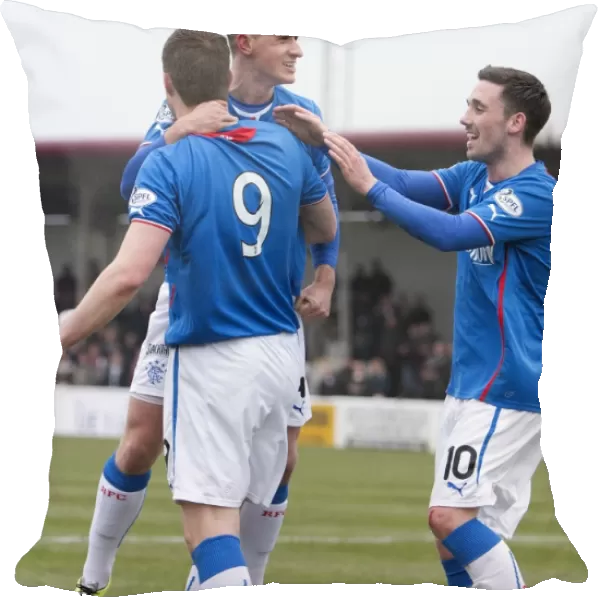 Rangers Jon Daly and Teamsmates: Dramatic Goal Celebration in Scottish League One at Arbroath's Gayfield Park