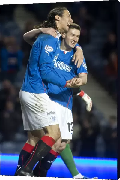 Rangers Football Club: Mohsni and Aird Celebrate Thrilling Goal at Ibrox Stadium - Scottish League One
