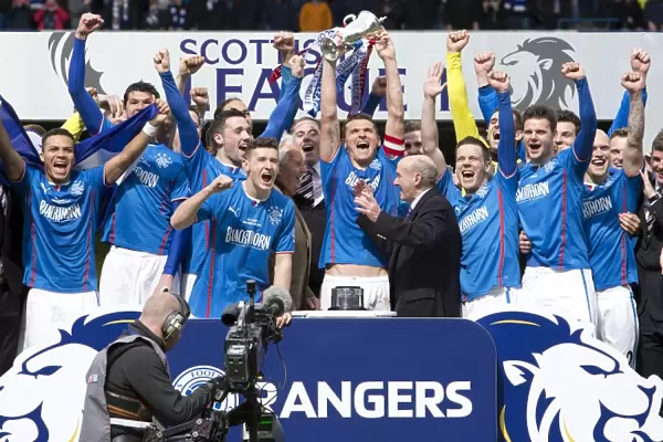 Rangers Football Club: League One Victory - Celebrating with the Trophy at Ibrox Stadium (2003)