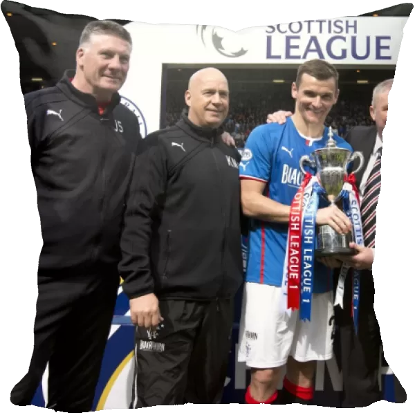 Rangers Football Club: League One Victory - McCoist, McDowall, McCulloch, Stewart, and Durrant Celebrate with the Trophy at Ibrox Stadium