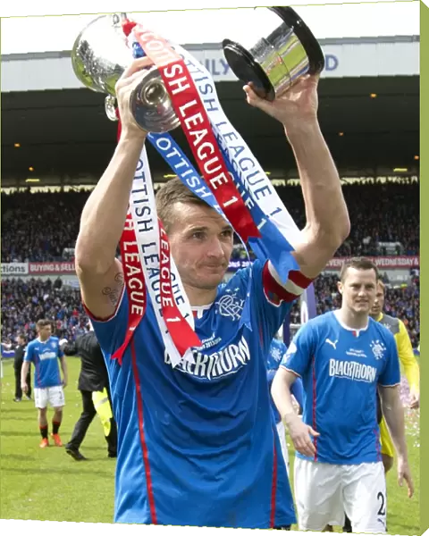 Rangers Football Club: League One Triumph - McCulloch Hoists the Trophy at Ibrox Stadium (Scottish Cup Win 2003)