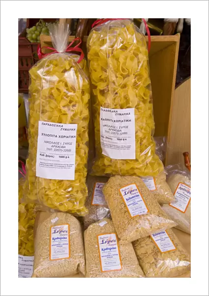 Pasta available in a store in Arachova, Greece