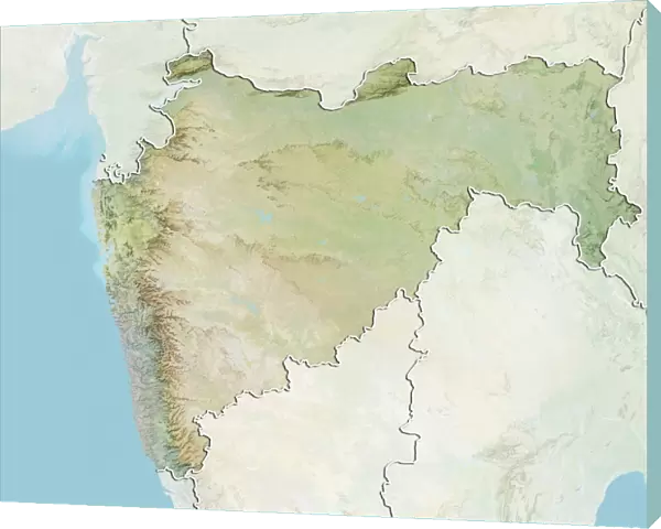 State of Maharashtra, India, Relief Map