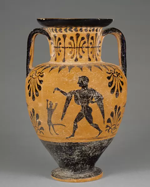 Etruscan black-figure neck amphora, c. 490 BC (terracotta)
