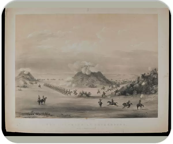 The Skirmish at Driekoppen, near Zwaartkopjes, 1845, engraved by Paul Gauci (1834-66)