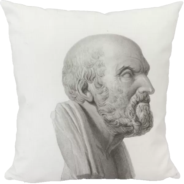 Bust of an old man, ancient Greco-Roman marble sculpture (engraving)