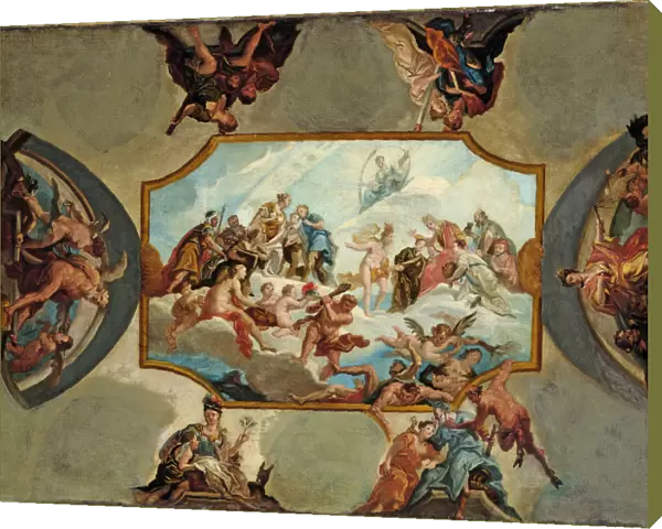 Reverence to Johann Wilhelm, Elector Palatine. Design for a Ceiling Painting for Bensberg Castle, 1709. Artist: Bellucci, Antonio (1654-1726)