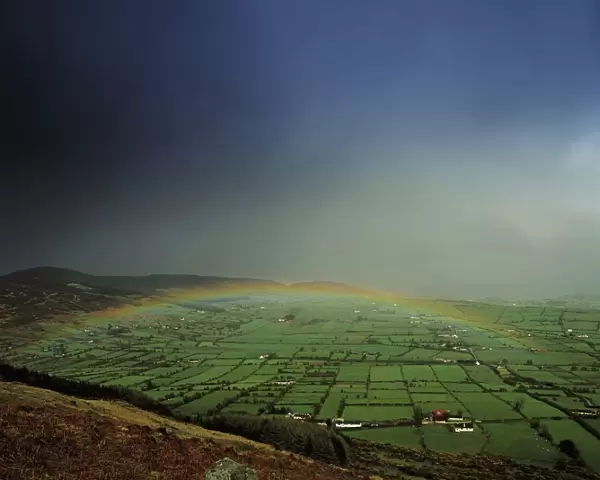 Rainbow Over Fields In Slieve Gullion, Co Armagh, Ireland